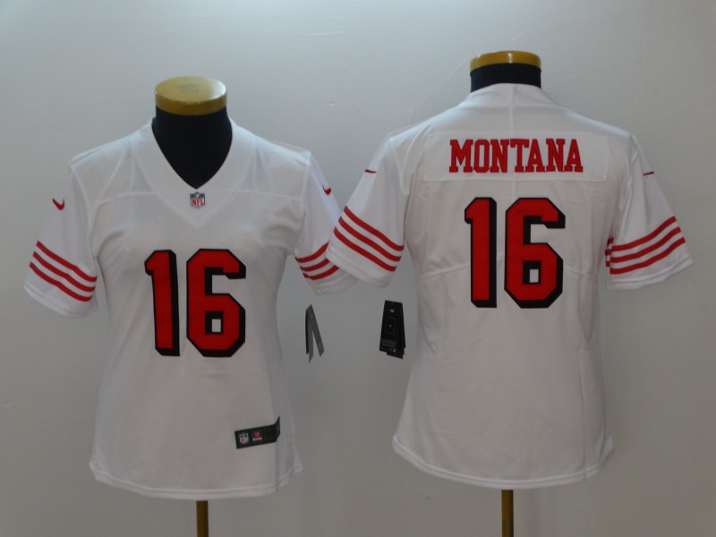 Women San Francisco 49ers #16 Montana White Color Rush Nike Vapor Untouchable Limited Playe NFL Jerseys